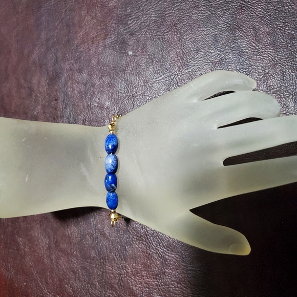 Hand Crafted Jewelry - Genuine 14KT Goldfilled Lapis Lazuli Boho Bracelet